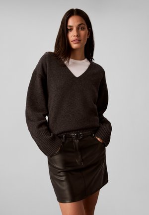 Calvin Klein Jeans, FAUX LEATHER MINI SKIRT - Минипола - black