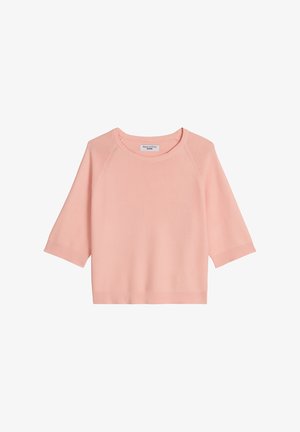 Pull court rose clair avec manches jusqu'au coude et poignets et ourlet côtelés, étiqueté Marc O’Polo Denim.