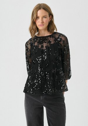 VIVAN - Blouse - black sequins on mesh