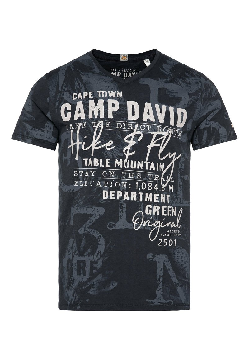 Camp David V-NECK MIT ALL OVER - T-Shirt print - blue navy/dunkelblau -  Zalando.ch