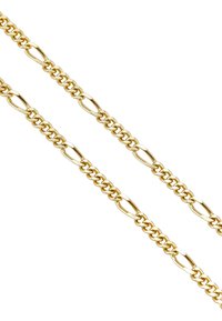 Collana in oro con maglie a catena alternando ovali e tonde. Superficie liscia e luccicante con una larghezza uniforme in tutta la lunghezza.