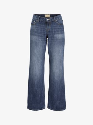 Blå vidbuksete jeans i denim med frontlommer, beltehemper, knappelukking og falmet vaskedetalj.
