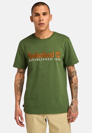 SHORT SLEEVE LOGO  - Print T-shirt - black forest green