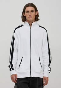 Terranova CON BANDE - Felpa con zip - bianco ottico