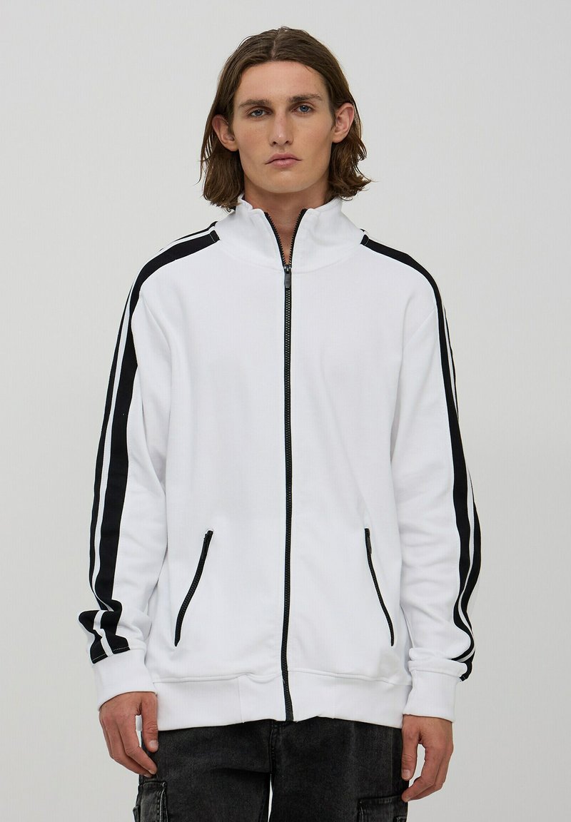 Terranova CON BANDE - Felpa con zip - bianco ottico