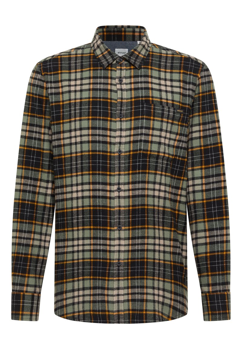 mustang Overhemd groen gemêleerd