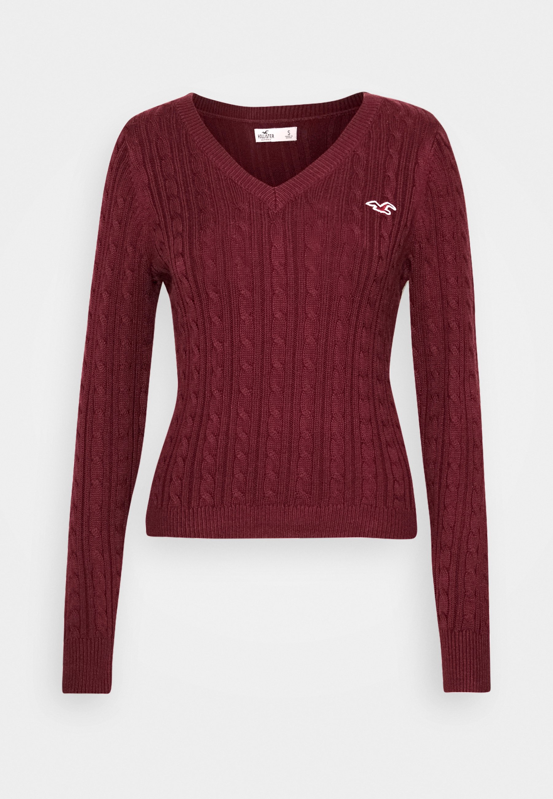 Hollister Co. CABLE ICON VNECK Trui burgbordeauxrood Hollister Co. CABLE ICON VNECK Trui burgbordeauxrood