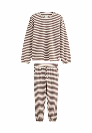 Next TALL FIT - COSY WAFFLE LONG SLEEVE - Pidžamas komplekts - mocha brown stripe