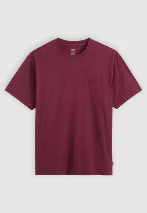 Maroon short-sleeve cotton t-shirt with round neckline and small embossed "Levi's" logo on the chest. Soft texture, standard fit.