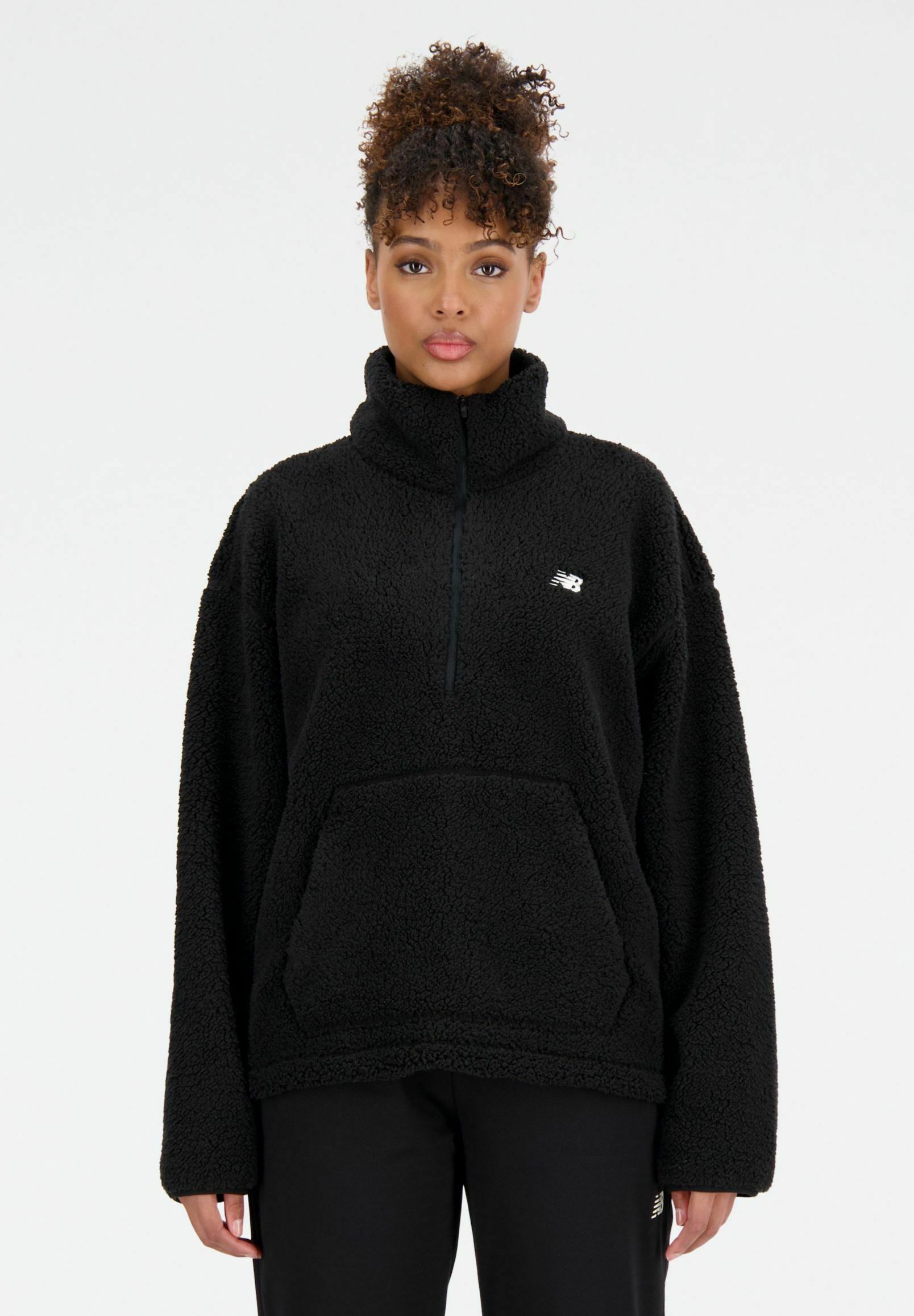 New Balance ACHIEVER SHERPA - Fleece jumper - black/mottled black -  Zalando.de