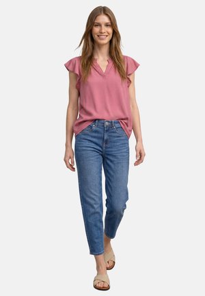 Street One, BLUSENSHIRT MIT SPLIT NECK UND VOLANT-ÄRMELN - Blouse - blush berry