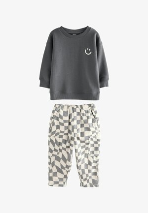 REGULAR FIT SET - Bluză de molton - charcoal checkerboard