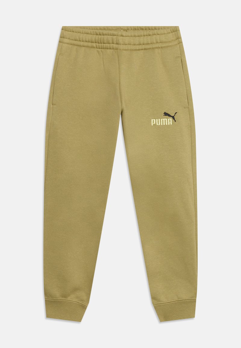 Ελιά πράσινο παντελόνι φόρμας Puma με ελαστική μέση, πλαϊνές τσέπες, μανσέτες στους αστραγάλους και λογότυπο Puma στο πάνω αριστερό μηρό.