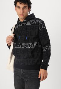 Karl Lagerfeld Jeans REGULAR TEXT HOODIE - Sudadera - black/white