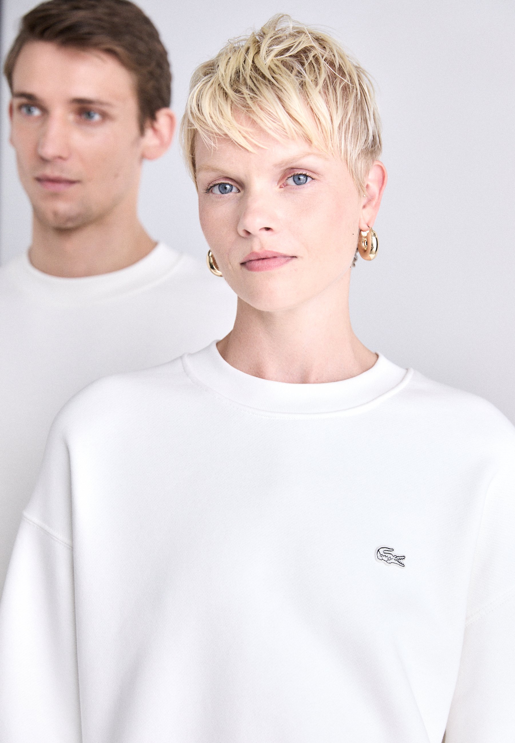 CLUBHAUS ×LACOSTE Crew Sweat ホワイトXL Lacoste CLUBHAUS ×LACOSTE Crew Sweat ホワイトXL Fleece Crew Sweat