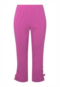 Fuchsia bukser med elastisk talje og ankelbind. Glat stof med lige bendesign, der fremhæver en behagelig pasform.