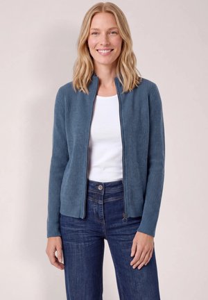 Cecil, CARDIGAN WITH STAND-UP COLLAR AND ZIP - Gilet - cotton blue melange
