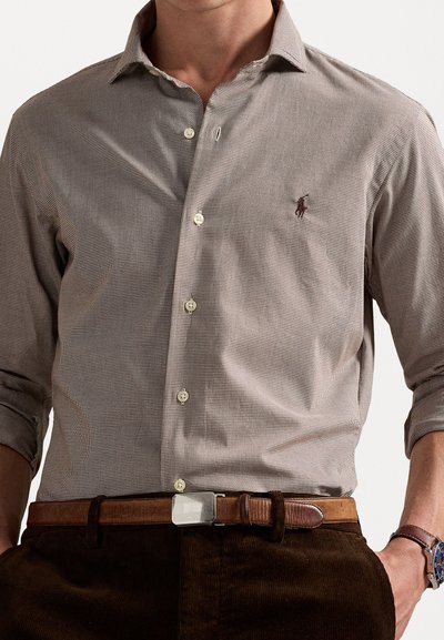 Polo Ralph Lauren CUSTOM FIT HOUNDSTOOTH TWILL SHIRT - Button down-skjorte - cream/brown