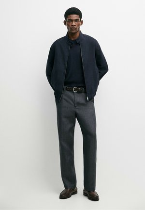 Massimo Dutti, 100% LINEN STRIPED PANTS - Stoffhose - dark blue