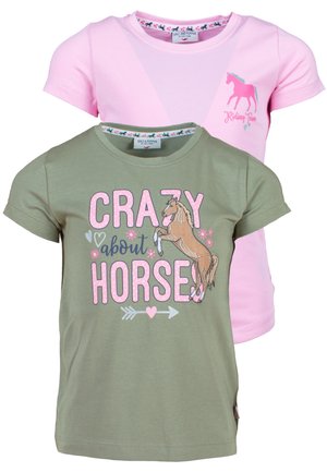 2 PACK - T-shirt print - olive pink