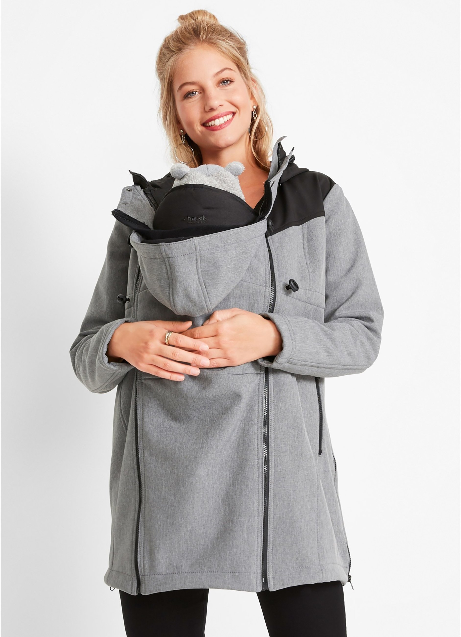bonprix Manteau classique grau/gris chiné