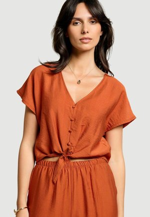 LolaLiza, TIE-DETAIL FLUID SHIRT TIE-DETAIL FLUID SHIRT - Blouse - terracotta