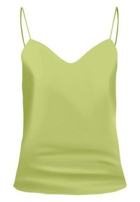 Débardeur vert lime avec un décolleté en V et des bretelles fines réglables. Texture lisse avec une coupe décontractée. Design simple et minimaliste.
