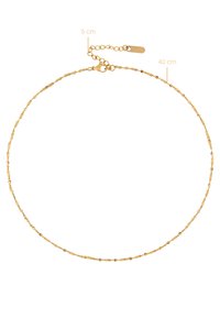 Gold chain necklace featuring a delicate design with alternating circular and oval links, adjustable length of 40 cm plus 5 cm extender.