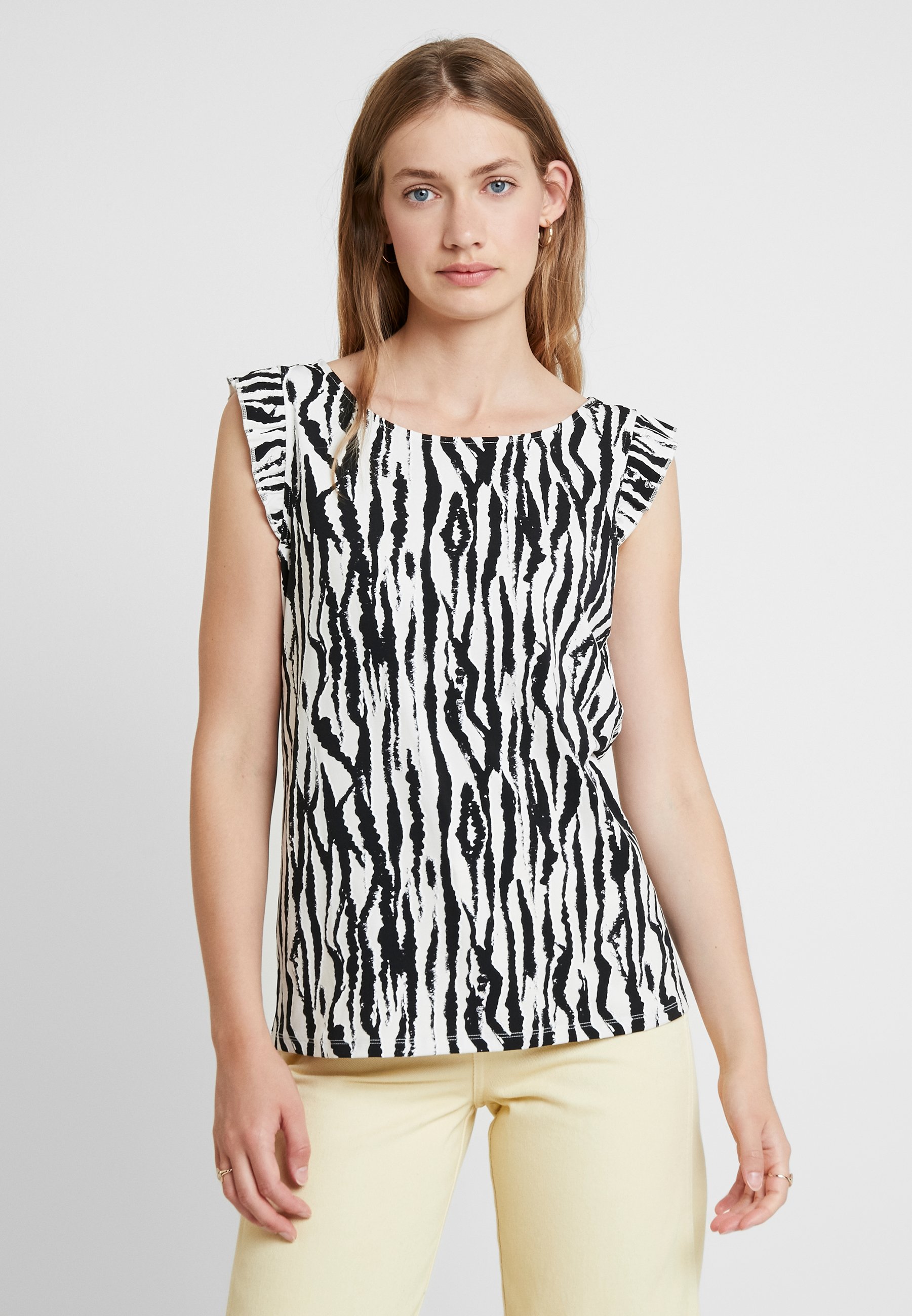 s.Oliver BLACK LABEL T shirts med print offwhiteblack s.Oliver BLACK LABEL T-shirts med print - white