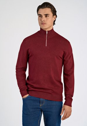 HALF ZIP - Neule - cherry mel