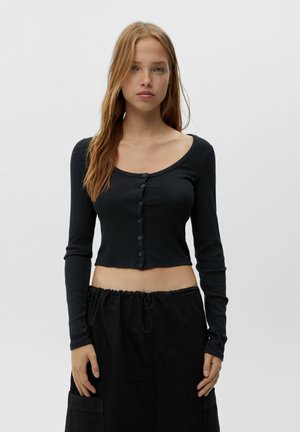 CROPPED - Cardigan - dark grey