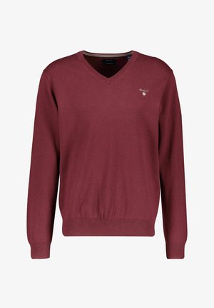 COTTON WOOL V-NECK - Stickad tröja - bordeaux