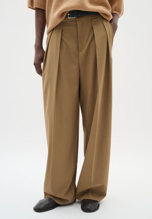 BRIETTA WIDE - Trousers - tapenade melange