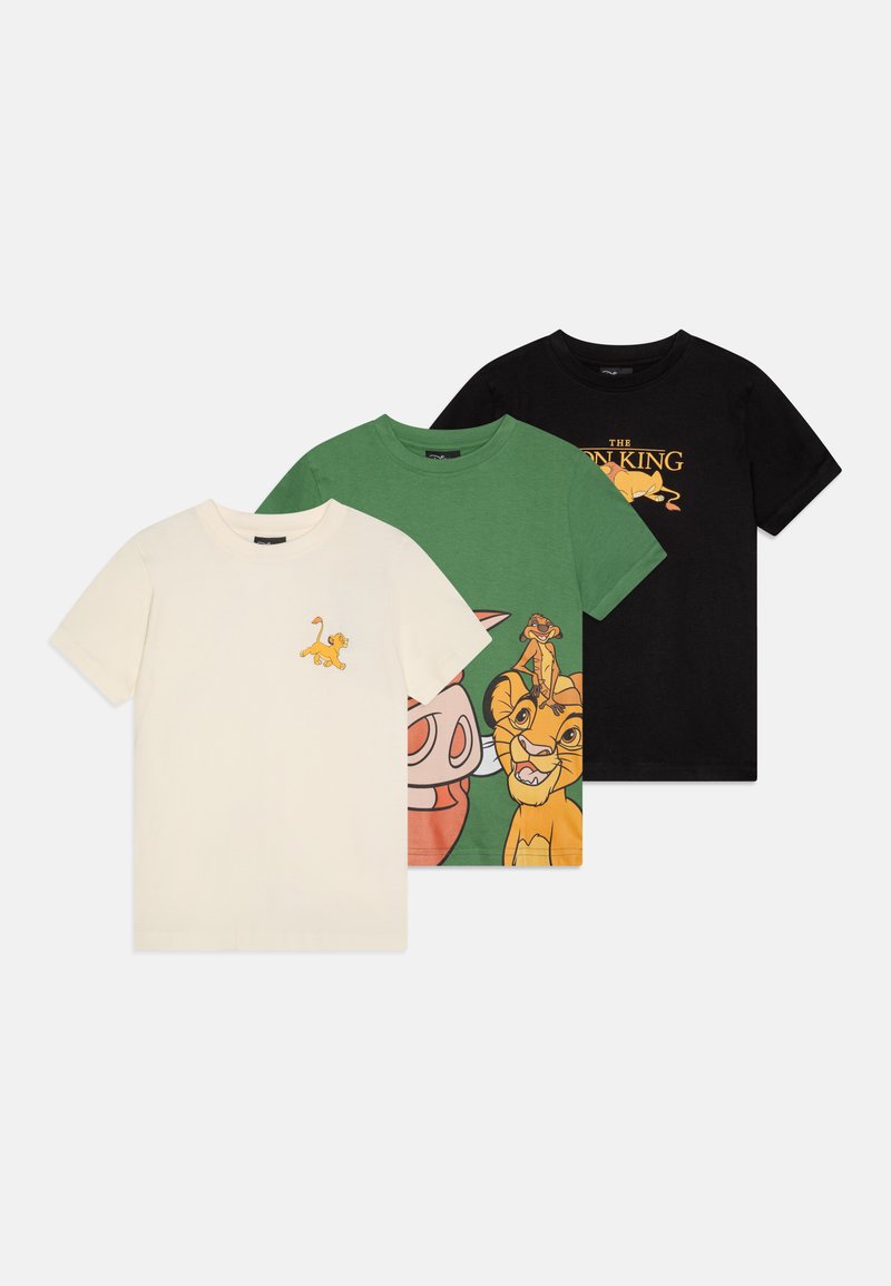 Friboo UNISEX 3 PACK - Print T-shirt - off-white/black/green