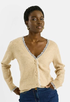 2 EN 1 DÉTAILS AJOURÉS - Chaqueta de punto - beige chiné