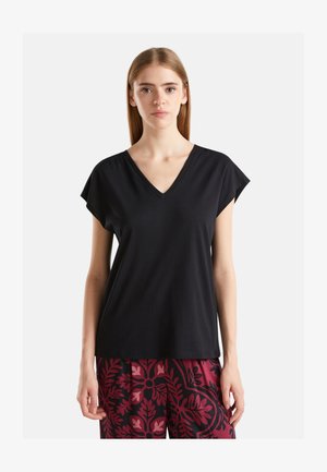United Colors Of Benetton T-shirt Donna A Manica Corta E Scollo A V, Lavorazione Traforata, Vestibilità Regular