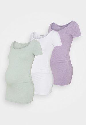 3er PACK - Camiseta básica - white/mottled light green/mottled lilac