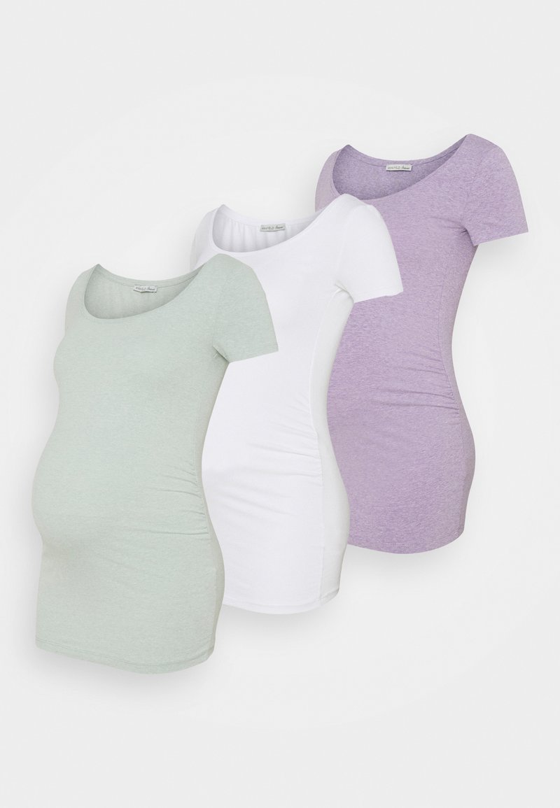 Anna Field MAMA 3 PACK - T-shirt básica - white/mottled light green/mottled lilac