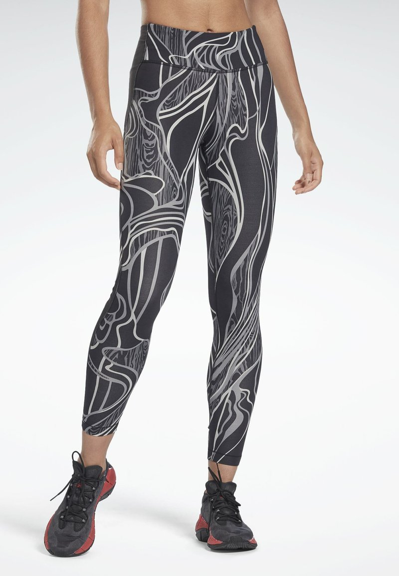 Damen Sportbekleidung | Reebok LUX PERFORM NATURE GROWN PRINT Tights black/schwarz - PD88737 Damen Sportbekleidung | Reebok LUX PERFORM NATURE GROWN PRINT Tights black/schwarz - PD88737
