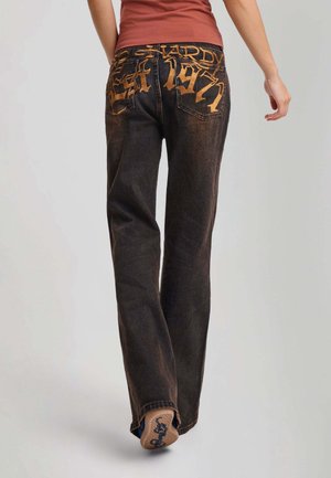 Ed Hardy, WOMENS TWISTED SERPENT FLARED VINTAGE WASHED JEANS - Jean flare - black