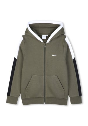 BOSS Kidswear, HOODED CARDIGAN KIDS TEENS - Sudadera con cremallera - olive