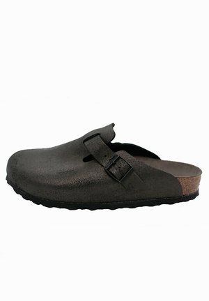 Pantolette flach - washed metallic antique black