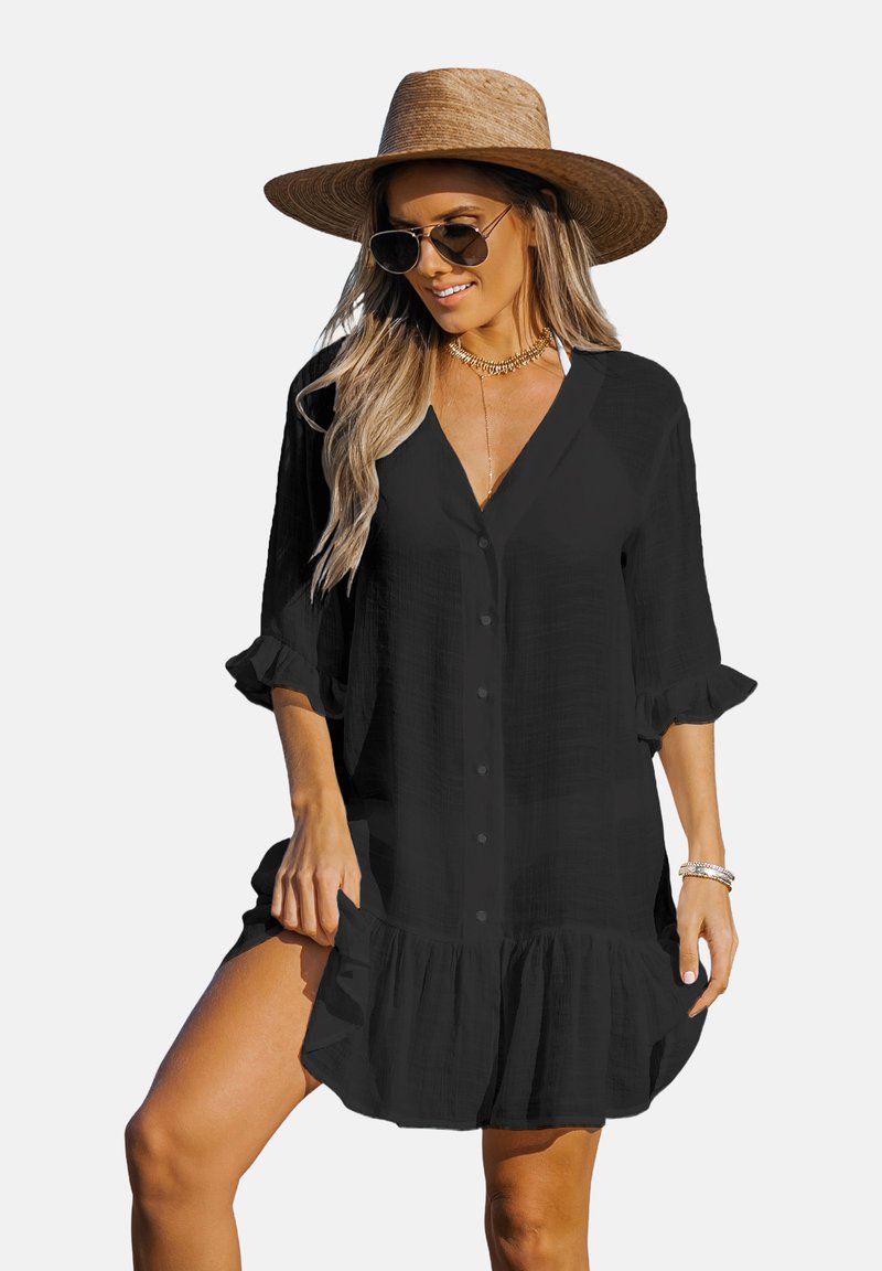 Cupshe EFFORTLESSLY CHIC BUTTON-DOWN DRESS - Blusenkleid - black