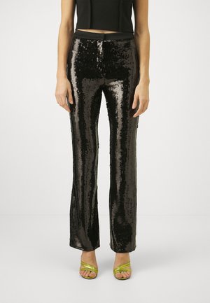 SEQUIN EVENING PANTS - Kalhoty - black