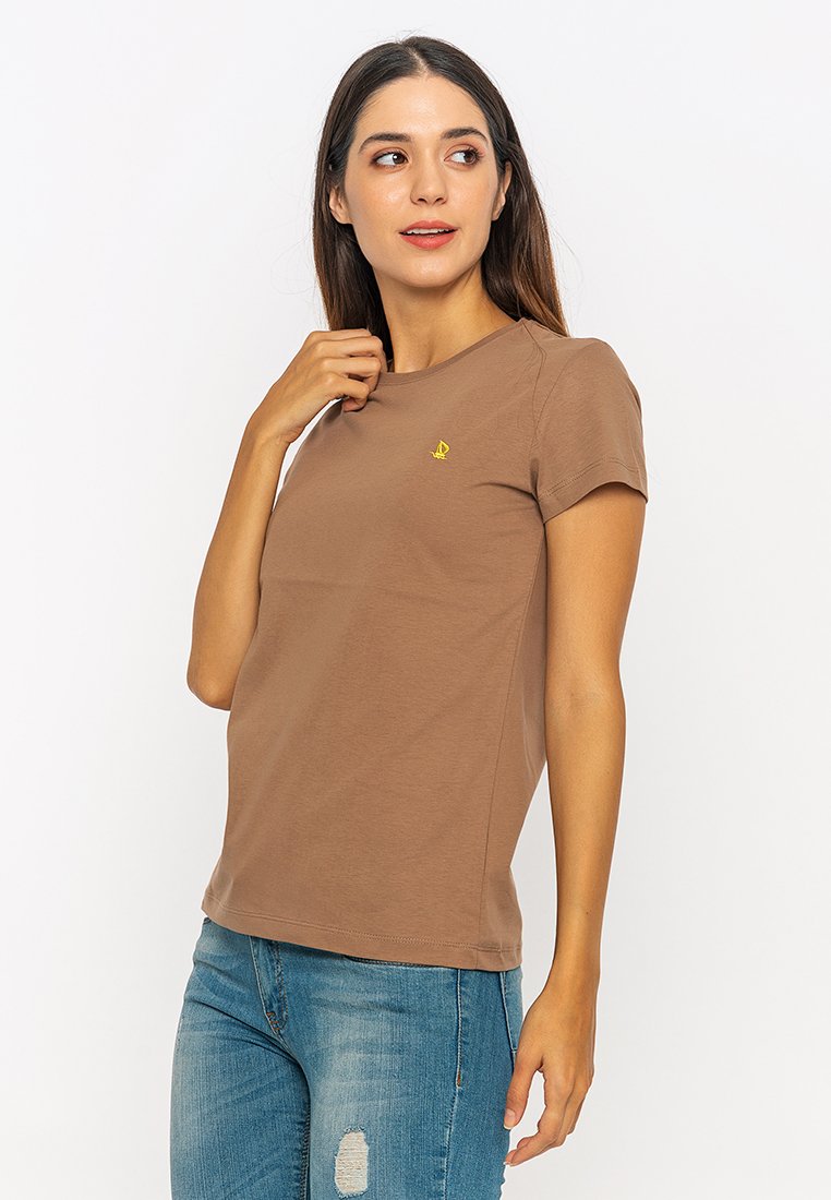 Damen T-Shirts | Giorgio Di Mare WOMEN'S 0 NECK T-SHIRT T-Shirt basic brown/hellbraun - MZ95507 Damen T-Shirts | Giorgio Di Mare WOMEN'S 0 NECK T-SHIRT T-Shirt basic brown/hellbraun - MZ95507