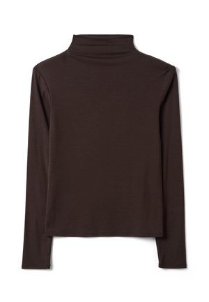 Stefanel, T-SHIRT WITH MOCK NECK. - Langarmshirt - dark brown