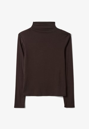 Stefanel, T-SHIRT WITH MOCK NECK. - Camiseta de manga larga - dark brown