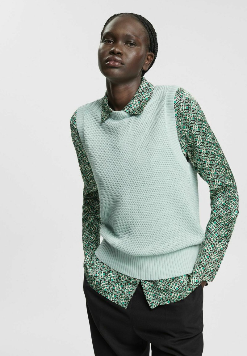 Esprit Collection VEST Strickpullover light aqua green/hellgrün