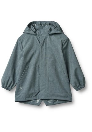 Leichte, gefütterte Jacke aus meliertem grauem Stoff. Mit elastischen Bündchen, seitlichen Taschen und einem abgerundeten Saum für eine lockere Passform.