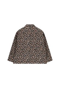 Jas met luipaardprint in een ruime pasvorm, met een kraag en een mix van beige, zwart en bruin in een gestructureerde stof.